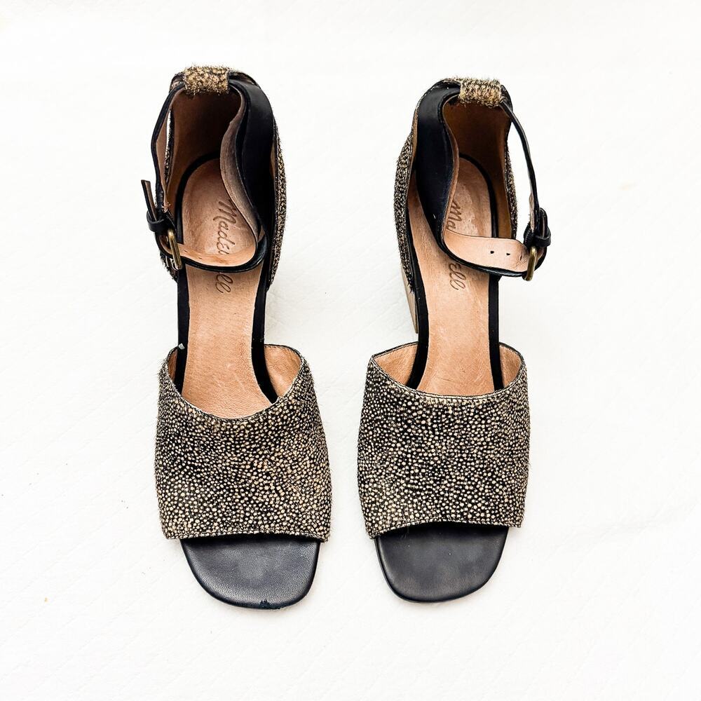 Madewell Animal Print Leopard Print Open Toe Heel Shoes Calf Dyed MB694 Size 8.5